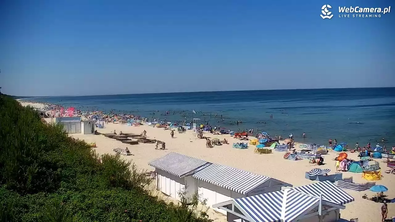 Zdjęcie z kamery na zatłoczoną plażę w Krynicy Morskiej - kliknij i zobacz na żywo 
